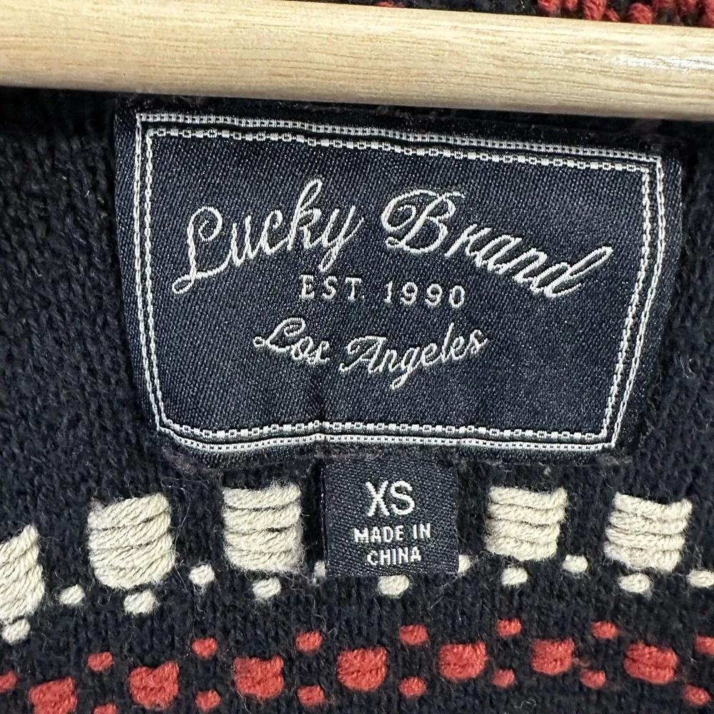 Lucky Brand Women's XS Aztec Print Long‎ Sweater Cotton Linen Blend Bohemian